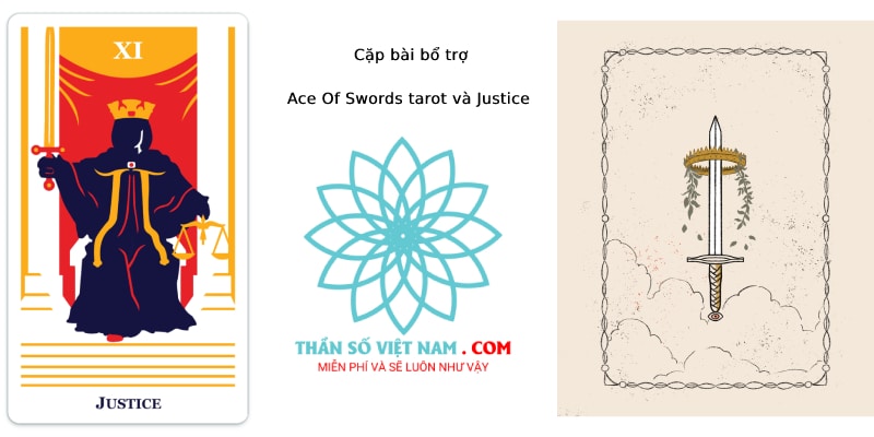 Cặp bài bổ trợ Ace Of Swords tarot và Justice