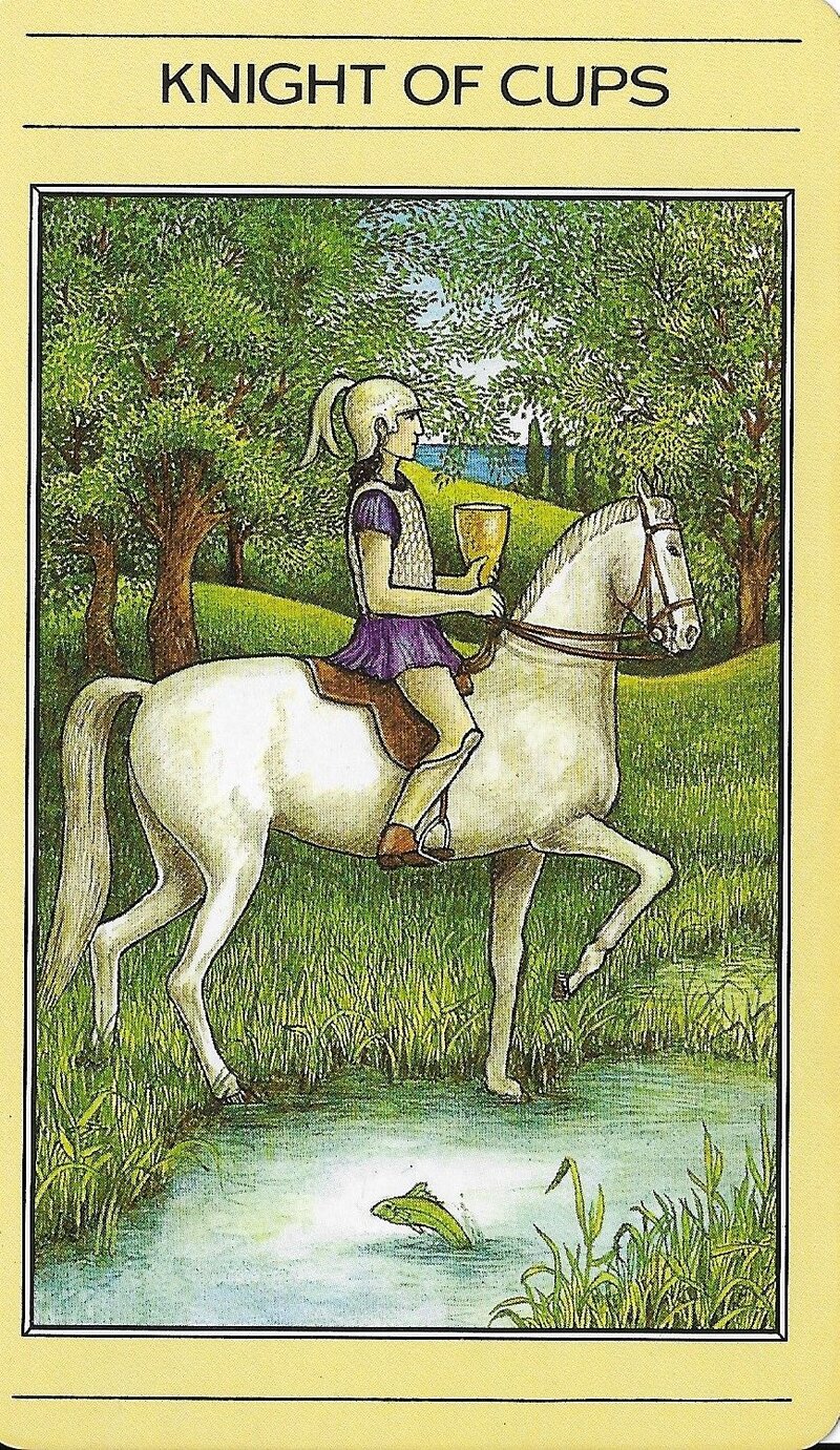 Hình ảnh chàng kỵ sĩ cưỡi chiến mã trong Knight Of Cups Tarot