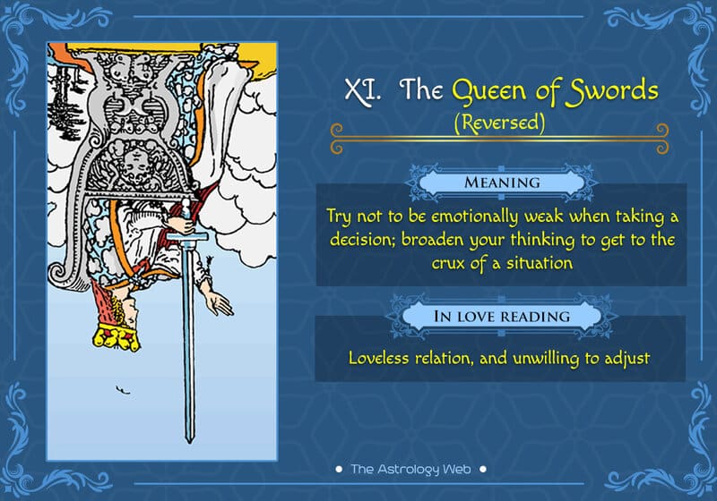 Hình ảnh lá bài Queen Of Swords ngược