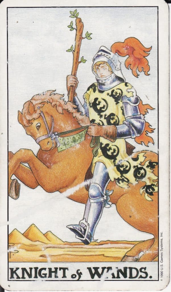 Hình ảnh lá Knight of Wands trong bộ bài Tarot