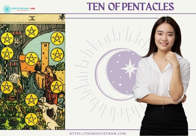Hình ảnh mô tả trên lá bài 10 of Pentacles Tarot